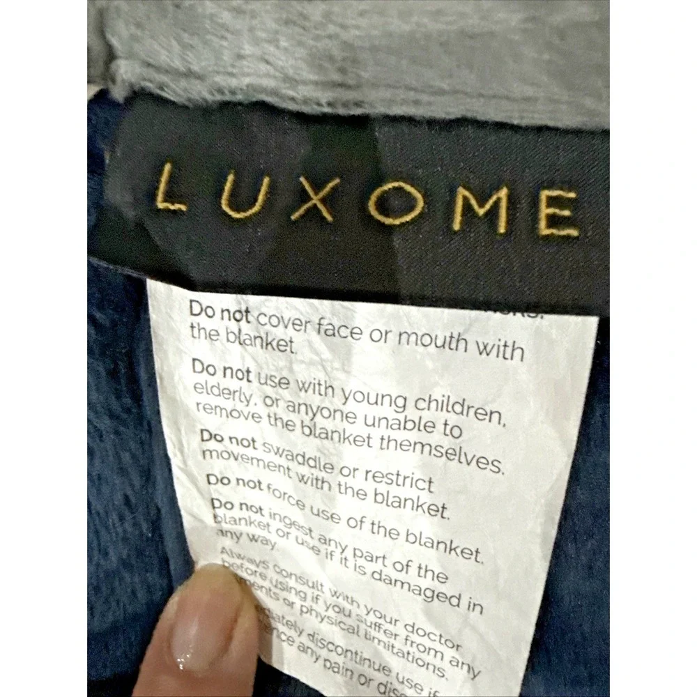 Luxome Weighted Blanket Navy Blue 13# 60x80 Glass Beads Plush Adult Throw